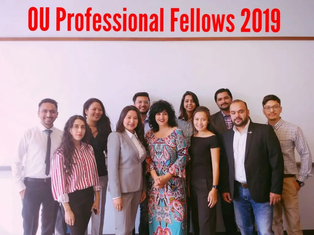 The OU Professional Fellows Class of 2019 cohort together at the University of Oklahoma.