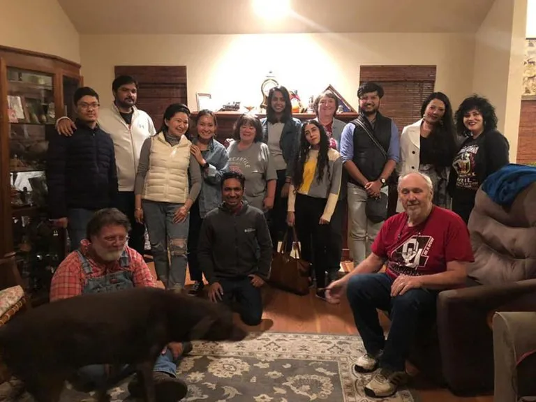 An evening with the host family during the exchange.